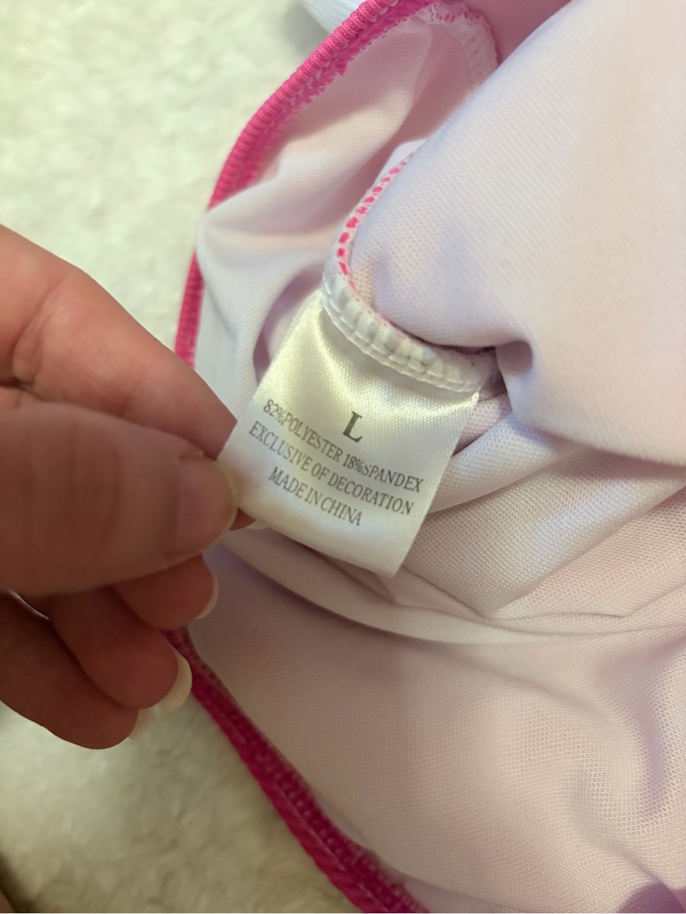 Pink & White large Colorblock Ribbed Wrap One-Piece Swimsuit - Picture 6 of 6